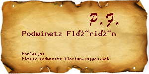 Podwinetz Flórián névjegykártya
